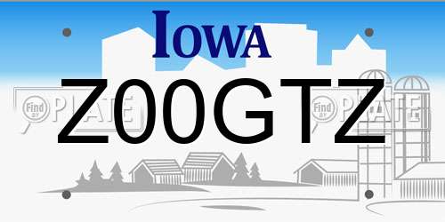 Z00GTZ Iowa License Plate