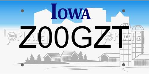 Z00GZT Iowa License Plate