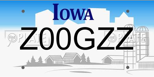 Z00GZZ Iowa License Plate