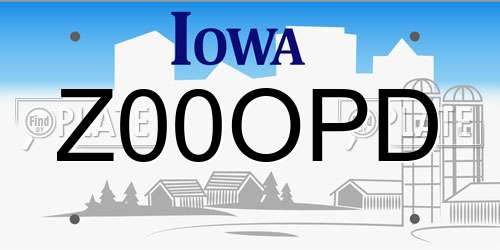 Z00OPD Iowa License Plate