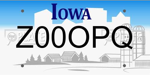 Z00OPQ Iowa License Plate