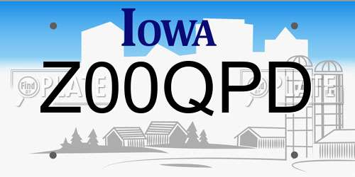 Z00QPD Iowa License Plate