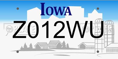 Z012WU Iowa License Plate