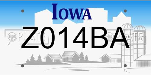 Z014BA Iowa License Plate