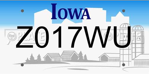 Z017WU Iowa License Plate