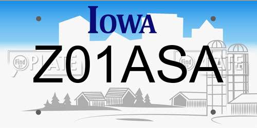 Z01ASA Iowa License Plate
