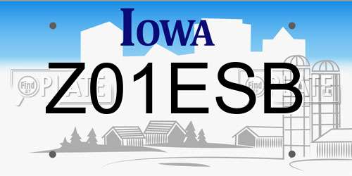 Z01ESB Iowa License Plate