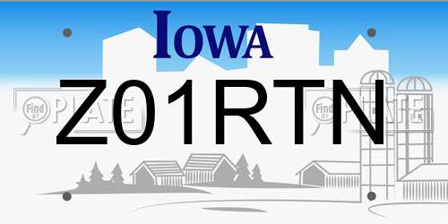 Z01RTN Iowa License Plate