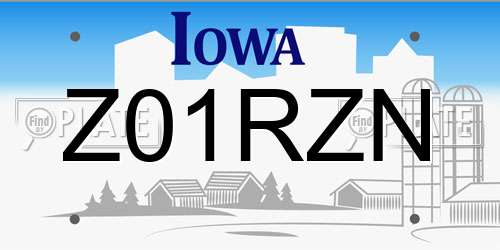 Z01RZN Iowa License Plate