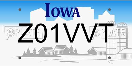 Z01VVT Iowa License Plate