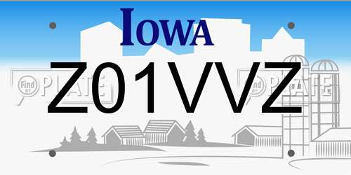 Z01VVZ Iowa License Plate