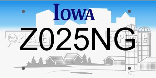 Z025NG Iowa License Plate