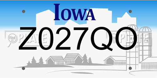 Z027QO Iowa License Plate