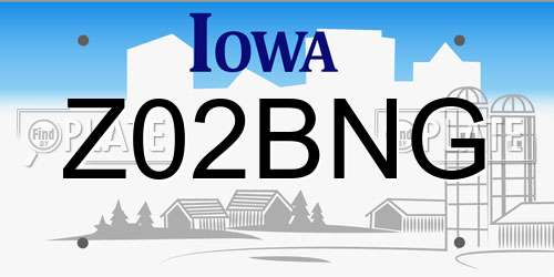 Z02BNG Iowa License Plate