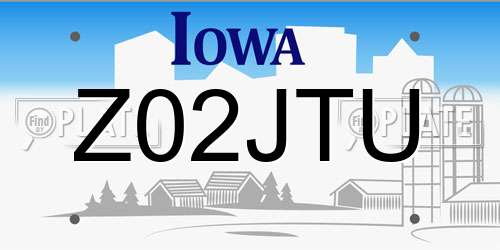 Z02JTU Iowa License Plate