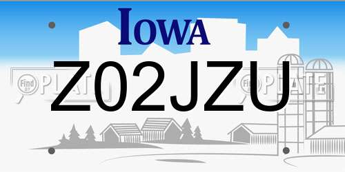 Z02JZU Iowa License Plate