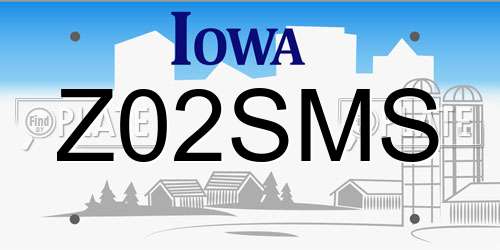 Z02SMS Iowa License Plate