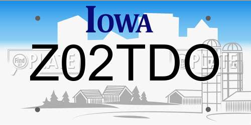 Z02TDO Iowa License Plate