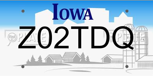 Z02TDQ Iowa License Plate