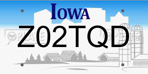 Z02TQD Iowa License Plate