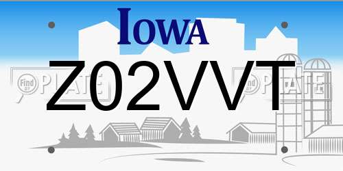 Z02VVT Iowa License Plate