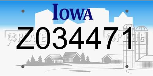 Z034471 Iowa License Plate