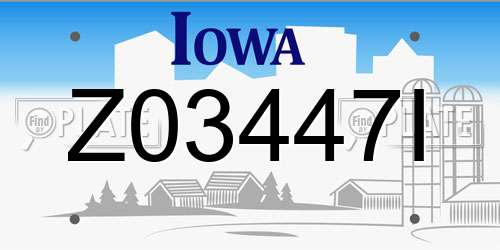 Z03447I Iowa License Plate