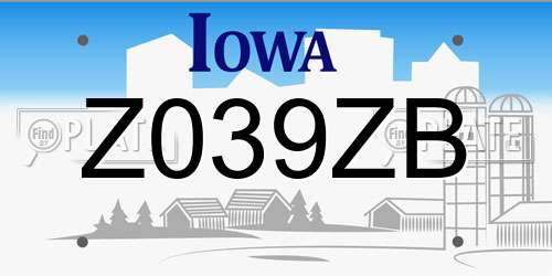 Z039ZB Iowa License Plate
