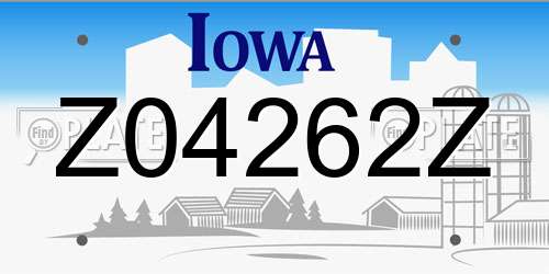 Z04262Z Iowa License Plate
