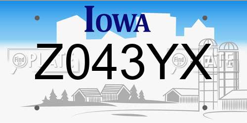 Z043YX Iowa License Plate