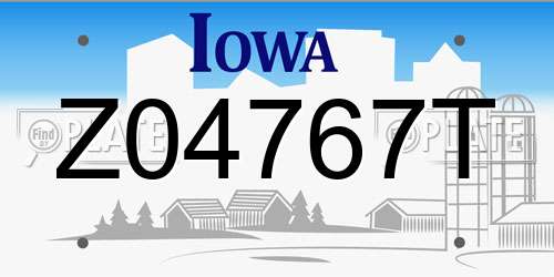Z04767T Iowa License Plate