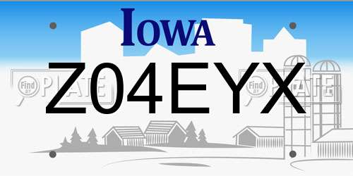 Z04EYX Iowa License Plate