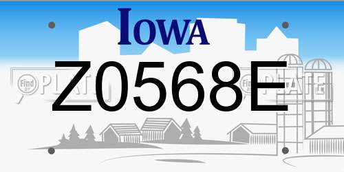 Z0568E Iowa License Plate