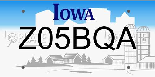 Z05BQA Iowa License Plate