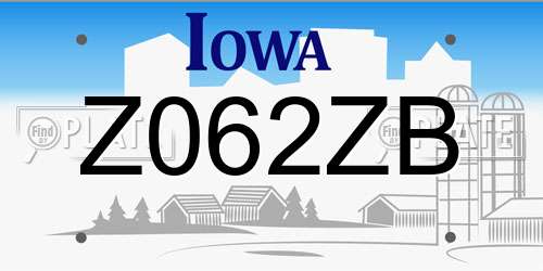 Z062ZB Iowa License Plate
