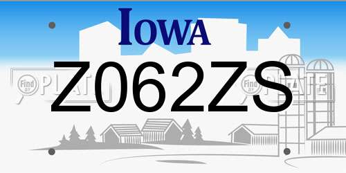 Z062ZS Iowa License Plate