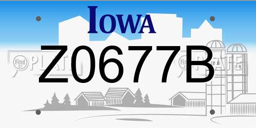 Z0677B Iowa License Plate