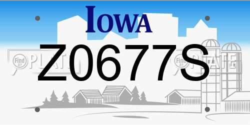 Z0677S Iowa License Plate