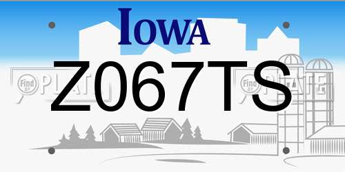 Z067TS Iowa License Plate