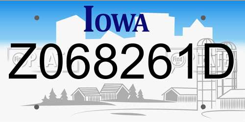 Z068261D Iowa License Plate