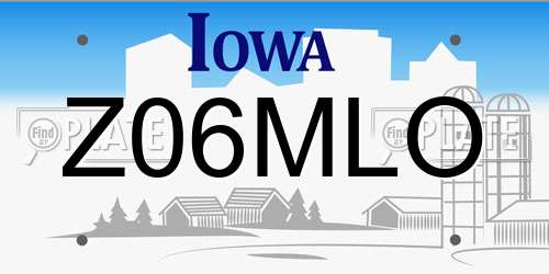 Z06MLO Iowa License Plate