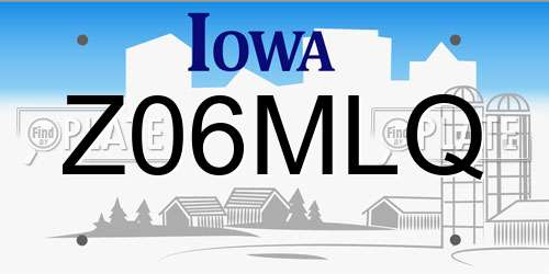 Z06MLQ Iowa License Plate