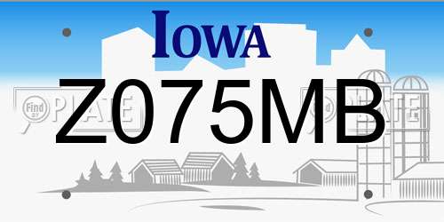 Z075MB Iowa License Plate