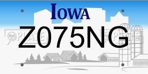 Z075NG Iowa License Plate
