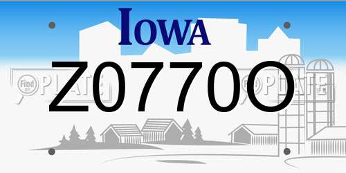 Z0770O Iowa License Plate