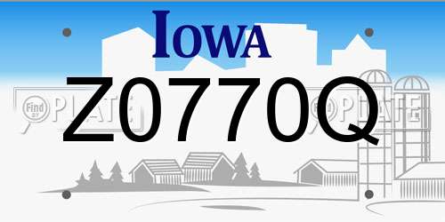 Z0770Q Iowa License Plate