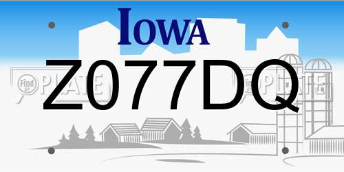 Z077DQ Iowa License Plate