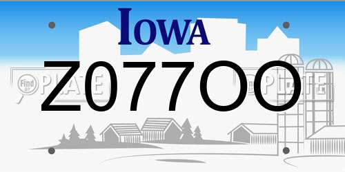 Z077OO Iowa License Plate