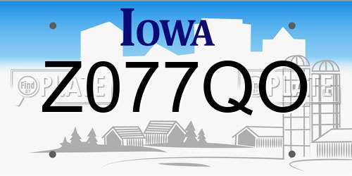 Z077QO Iowa License Plate