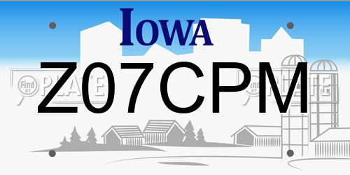Z07CPM Iowa License Plate